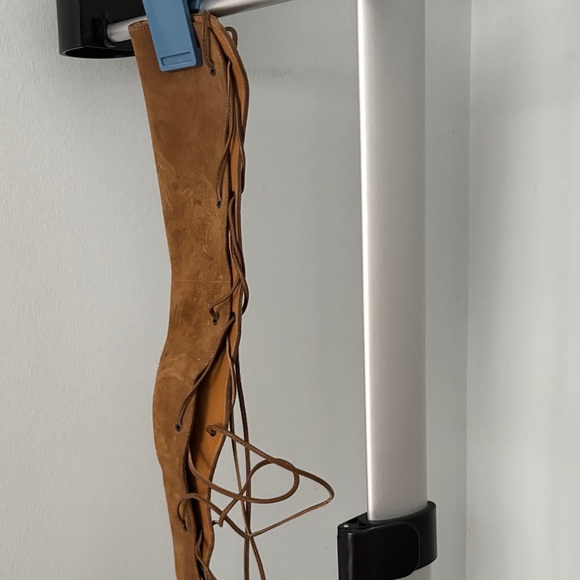 Yves Saint Laurent Tan Lace-Up Over the Knee Boots - Picture 13 of 14